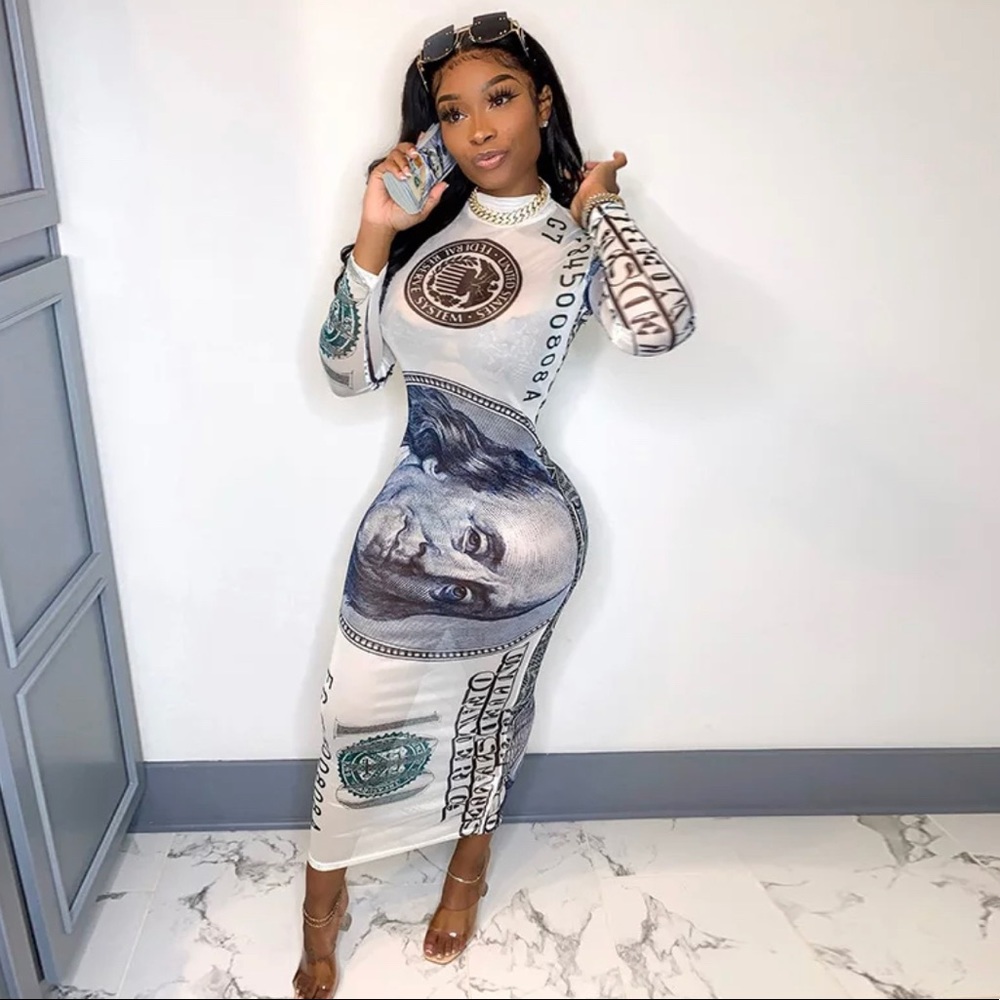 Long Pencil Dress Women Dollar💲Dress